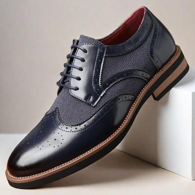LightInthebox Men's Tan Faux Leather Brogue Derby Shoes – Sophisticated Prom Shoes for Elegant Celebrations