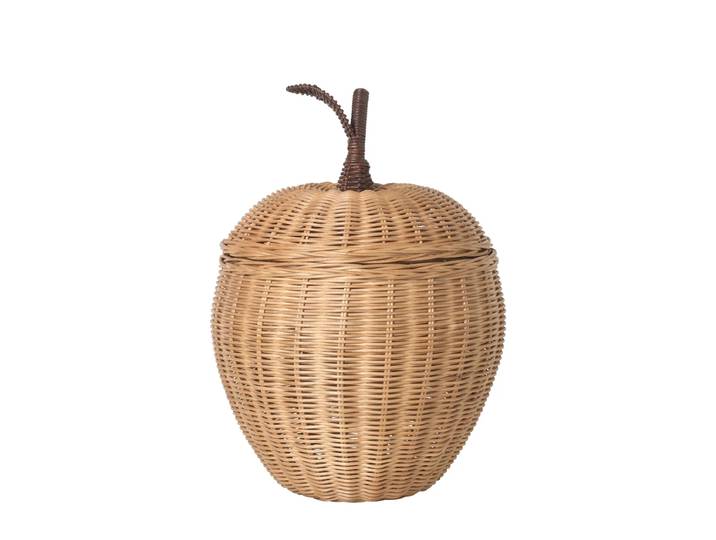 Ferm Living - Geflochtener Apfel-Aufbewahrungskorb, Ø 19 x H 30 cm, Rattan