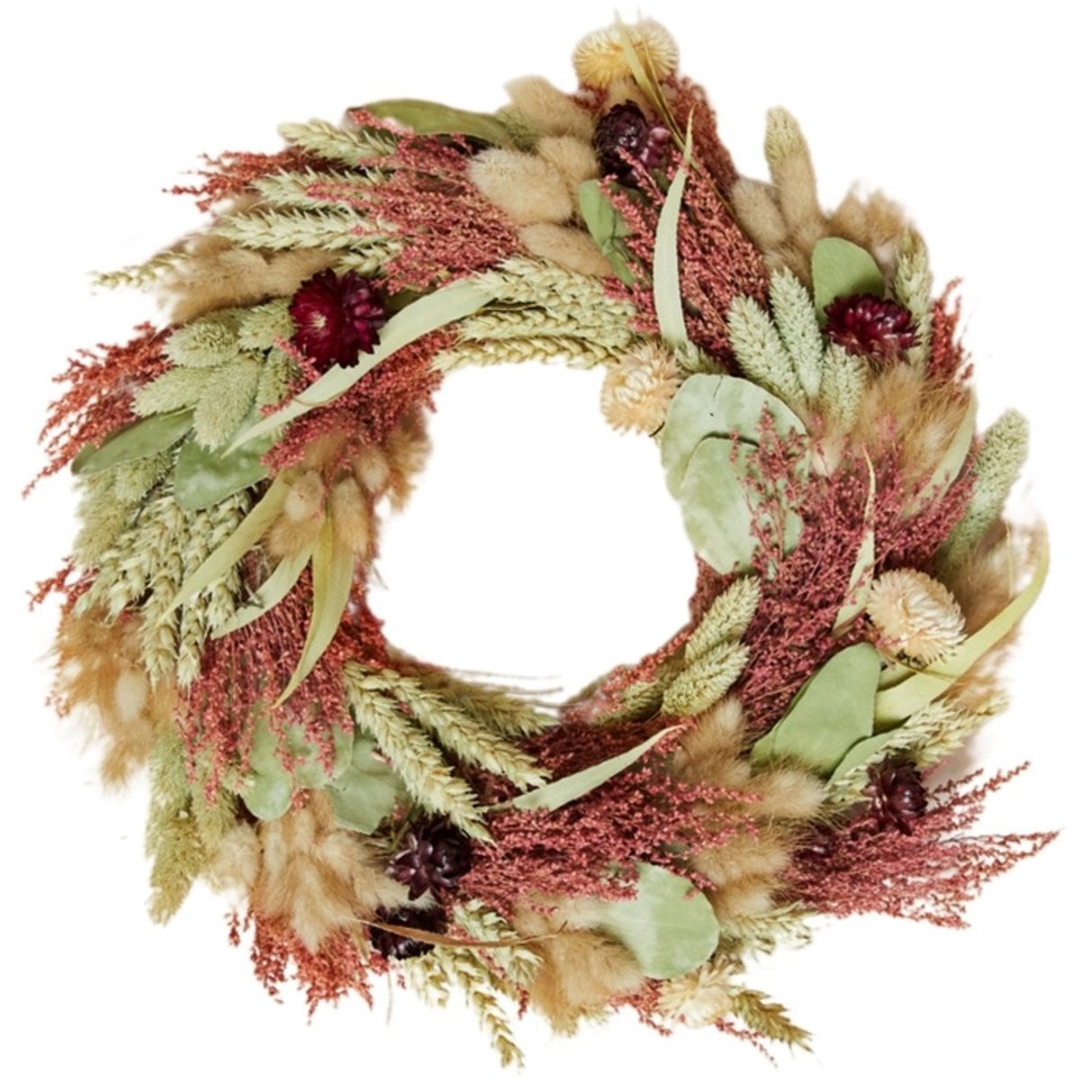 Floriëtte Wildflowers Krans Rosewood - Roze/groen - 25 cm - Droogbloemen