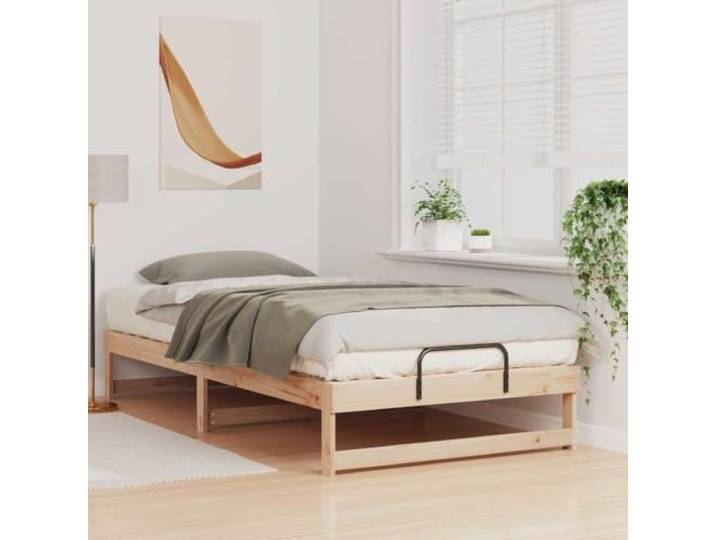 KTHLBRH Einzelbett aus massiver Kiefer, Braun, 100 x 210 cm Stabile Plattform, modernes Design, einfache Montage, nur im Innenbereich