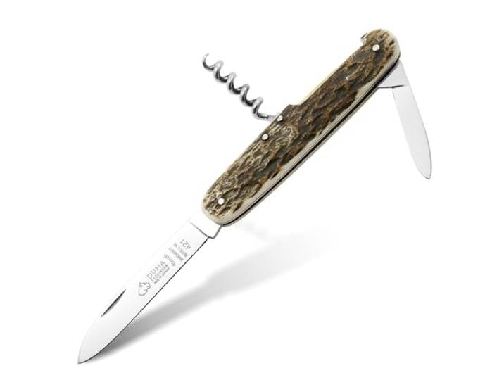 PUMA – Taschenmesser 421 - Elegantes Klappmesser im Retro-Stil - 90mm Klinge aus deutschem Stahl (1.4110, 55-57 HRC) - Mit Backup-Klinge & Korkenzieher - Handgefertigt in Solingen (Art.Nr.: 210421)