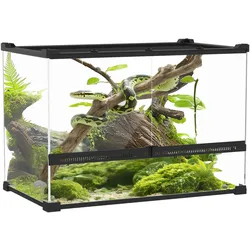 Terrarium für Reptilien Glasterrarium 48L mit Frontbelüftung Schwarz