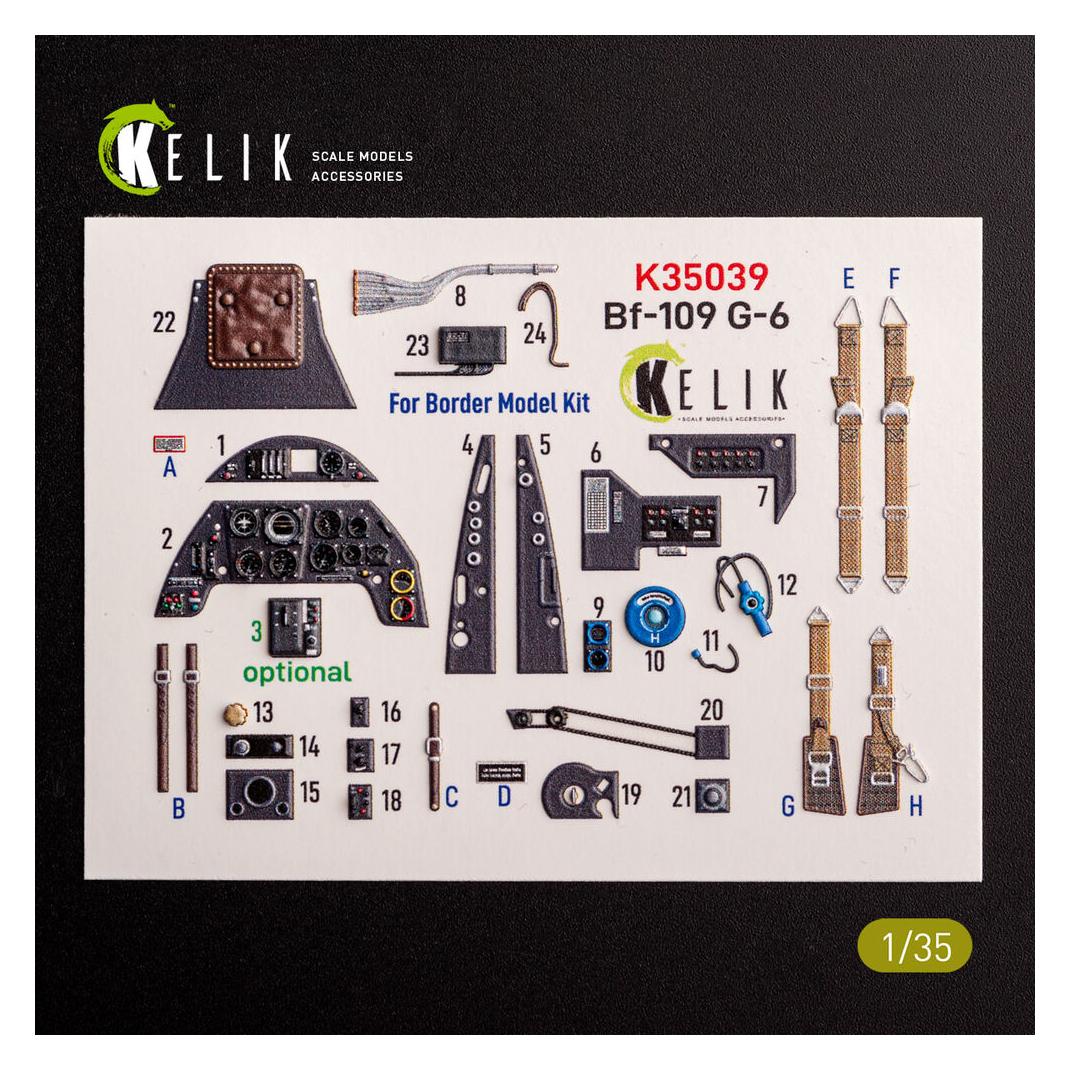 Kelik Bf-109 G-6 - interior 3D decals for Border Models kit (K35039)