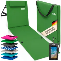DETEX® Sonnenliege Gepolstert mit Rückenlehne inkl. Handyhülle Grün