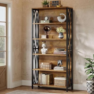 Bluebell 71-Inch Industrial Bookcase, 6-Tier Freestanding Display Shelf