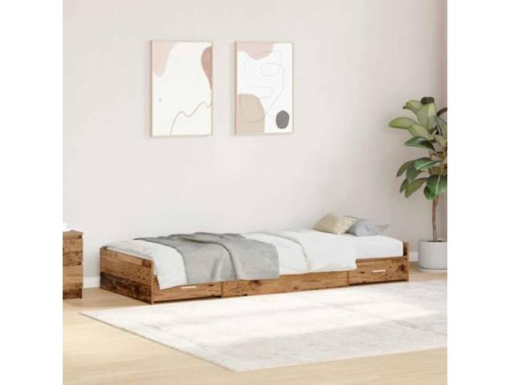 YUTAASU Bettrahmen mit Schubladen 90x190 cm Holzwerkstoff Massives Kiefernholz, Klapptüren, Modernes Design, Pflegeleicht