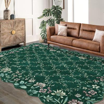 Garvee Floral Irregular Edge Carpet Indoor Non Slip Washable Boho Vintage Entry Rug for Entryway