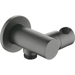 Neuesbad Serie 310 Eckanschluss Verstellbar mit Dusche Halterung, Rund, Titan NB1DENACD57K1