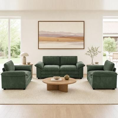 Uixe Modern Corduroy Modular Sectional Sofa With Armchairs