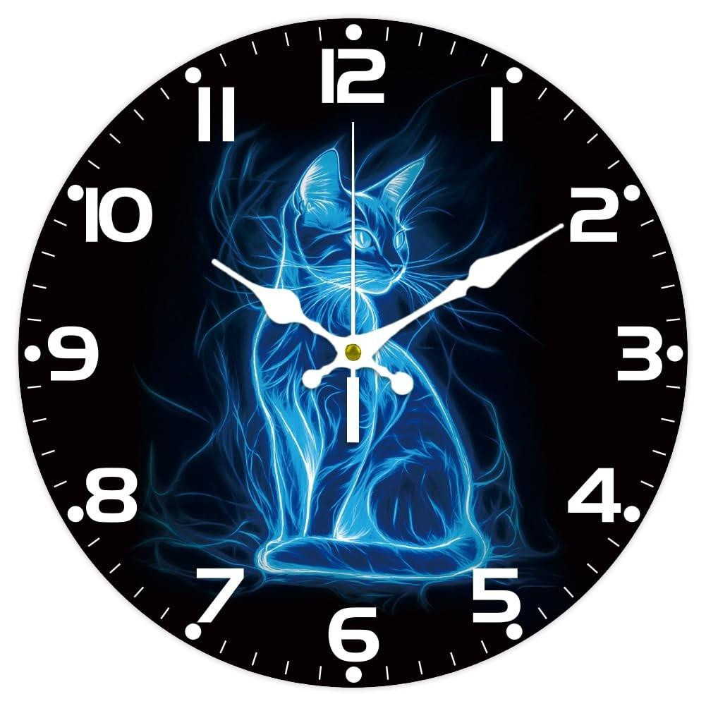 Solidchoice Fluorescerende Kat Wandklok 30cm Stil