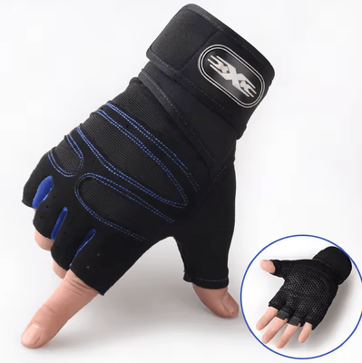 Inspire Curations PowerGrip Pro Gym Gloves Shockproof Weight Lifting Gloves With Wrist Support dark Blue xl