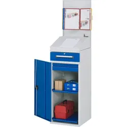 Beistellschrank-Stehpult Modell 04, RAL 7035 / RAL 5010, 450 x 520mm