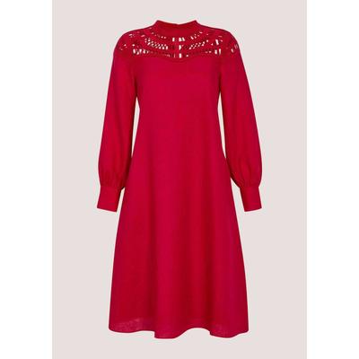Sommerkleid MADELEINE "Spitzenkleid Sommerkleid aus Naturgarn und Spitze", Damen, Gr. 44, N-Gr, rot, Obermaterial: 100% Leinen LI., Modern, Kleider Sommerkleid, Aufwendige Detailverarbeitung