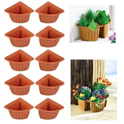 BURI 10x Eck-Blumentopf Terrakotta Pflanztopf Blumenkübel Pflanzkübel Pflanzgefäß Terrakotta
