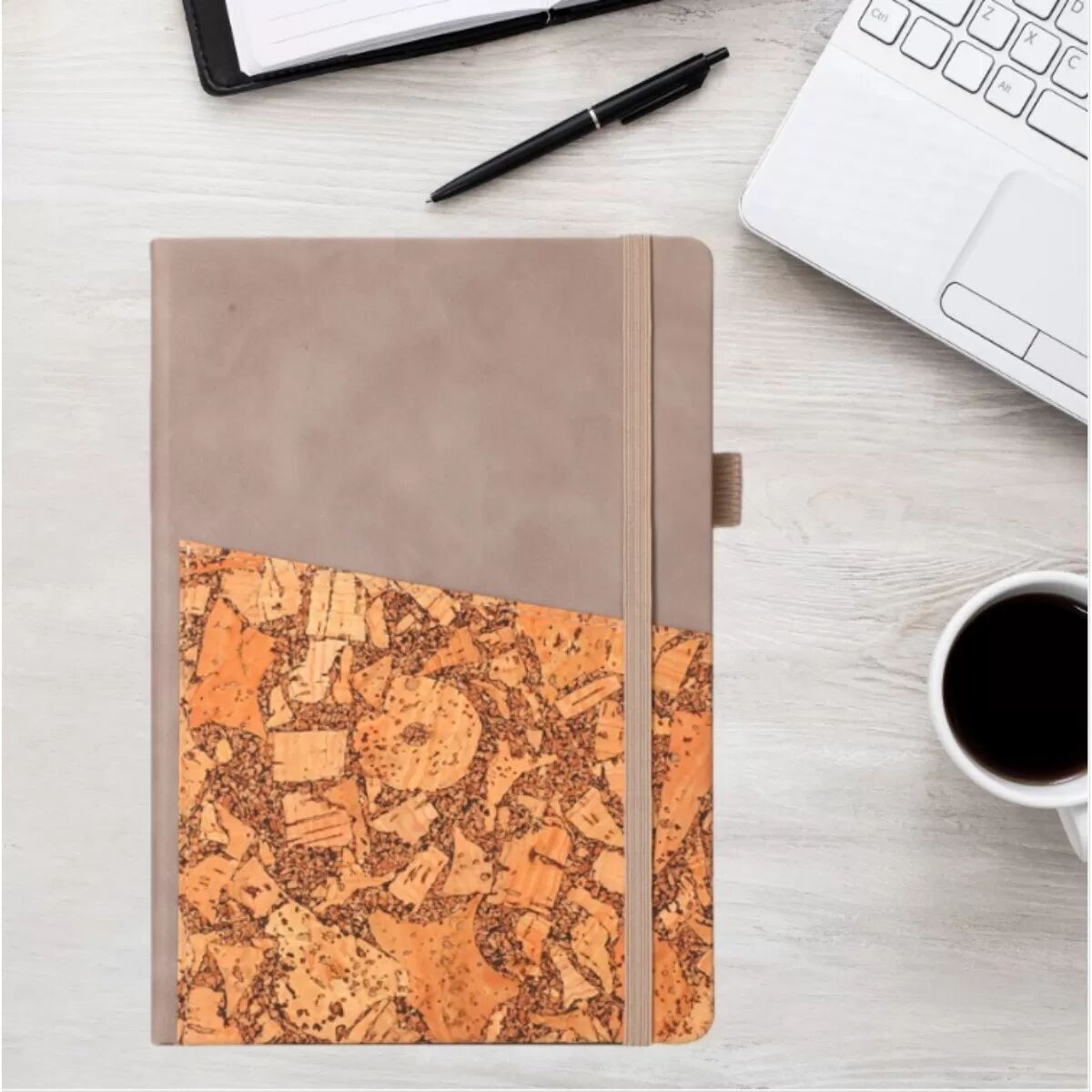 INF Minimalistisches, kreatives Notizbuch mit Bandverschluss – Ideal für Schreiben und Büro Grau