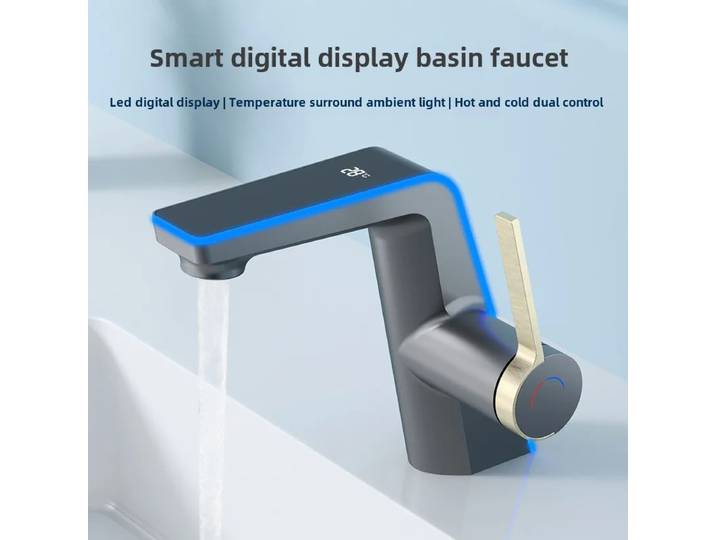 Robinet de lavabo à affichage numérique LED, salle de bains, robinet domestique, robinet de lavabo à lumière d'ambiance
