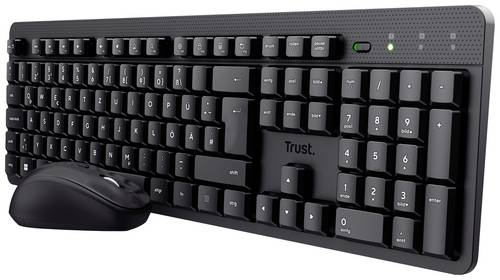 Trust TKM-360 Kabellos Tastatur, Maus-Set Geräuscharme Tasten, Hotkey Funktion, Integriertes Scrollrad, mit numerischer Tastatur