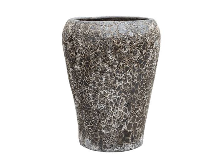 Grosser, exklusiver In-/Outdoor Blumentopf „Lava Coppa“ Keramik Relic Black Baq Design