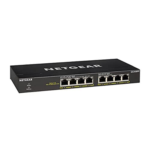 Netgear GS308PP Unmanaged 8-Poorts PoE Gigabit Ethernet Netwerk Switch, Zwart