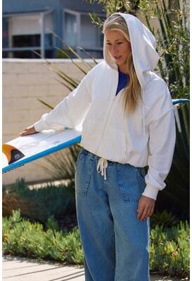 O'Neill s Mae Bubble Zip Fleece Jacket Hoodie in White, Size 2XL, Elastane/French Terry/Polyester