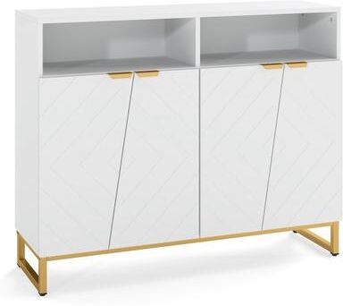 Costway Modern Sideboard Cabinet with 4 Doors and Adjustable Shelves-White