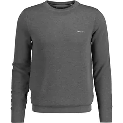GANT Herren Pique-Strickpullover, Rundhals - COTTON PIQUE C-NECK, Baumwolle Grau / XL