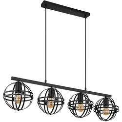 Hängeleuchte Pendellampe Deckenlampe Esszimmerlampe Wohnzimmerleuchte, Metall schwarz, 4 Flammig E27, H 120 cm