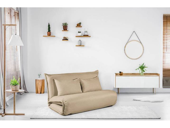 Canapé convertible Jake Beige/Crème Tissu Radis 150 x 75 x 85cm