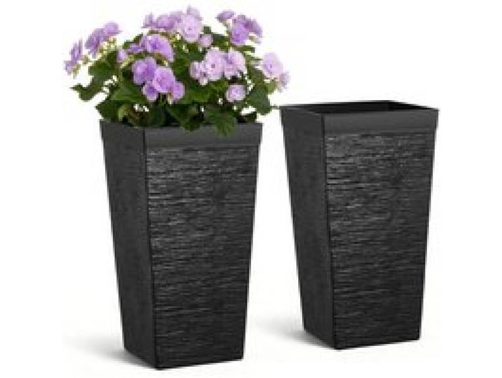 VEVOR Pflanztopf 300x300x580 mm 2er-Set, Blumentopf, Blumenkübel, PP-Pflanzgefäß, Planzkübel, Pflanzkasten mit Innentopf & Abflusslöchern, Geeignet für Zimmer- & Gartenpflanzen, Schwarz