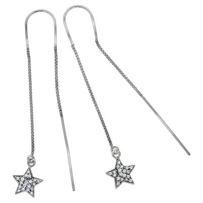 Paar Ohrhänger VIVANCE "925/- Sterling Silber Sterne", weiß (weiß, weiß), Ohrringe, Damen, one-size, Silber 925 (Sterlingsilber)