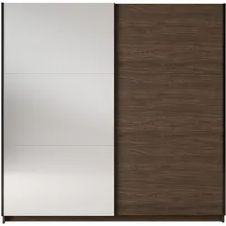 SCHWEBETÜRENSCHRANK BELDEN 150,6/207/55,3cm 2-türig mit Spiegel Nussbaumfarben