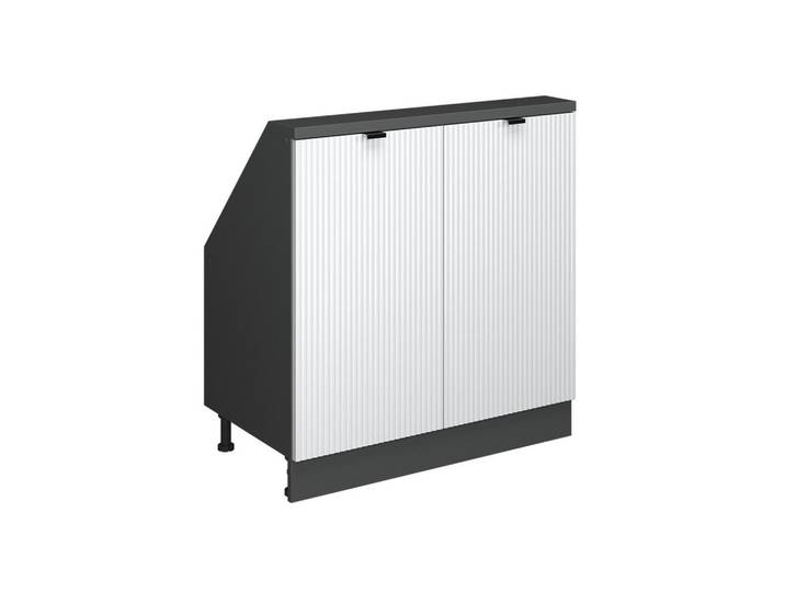 Vicco Dachschrägenschrank Rion Weiß Riffel 80 x 81.6 cm mit 2 Türen, Weiß, Anthrazit, Holzwerkstoff, Rechteckig, 80x83.8x46 cm, Kleinmöbel, Kommoden