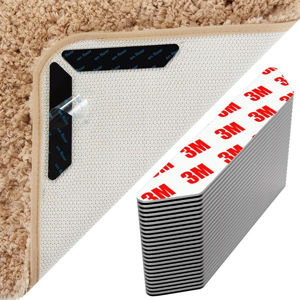 12 stuks Tapijtgrijpers Grijs - Herbruikbare en wasbare antislip pads voor vloerbescherming