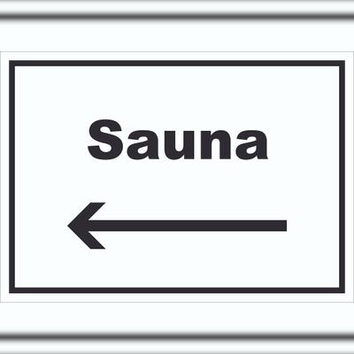 HB-Druck Sauna Schild mit Text und Richtungspfeil links Erholung Entspannung waagerecht A6 (105x148mm)
