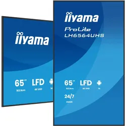 iiyama LH6564UHS-B1AG Signage-Display Digital Signage Flachbildschirm 165,1 cm (65") WLAN 500 cd/m2 4K Ultra HD Schwarz Eingebauter Prozessor Android 24/7
