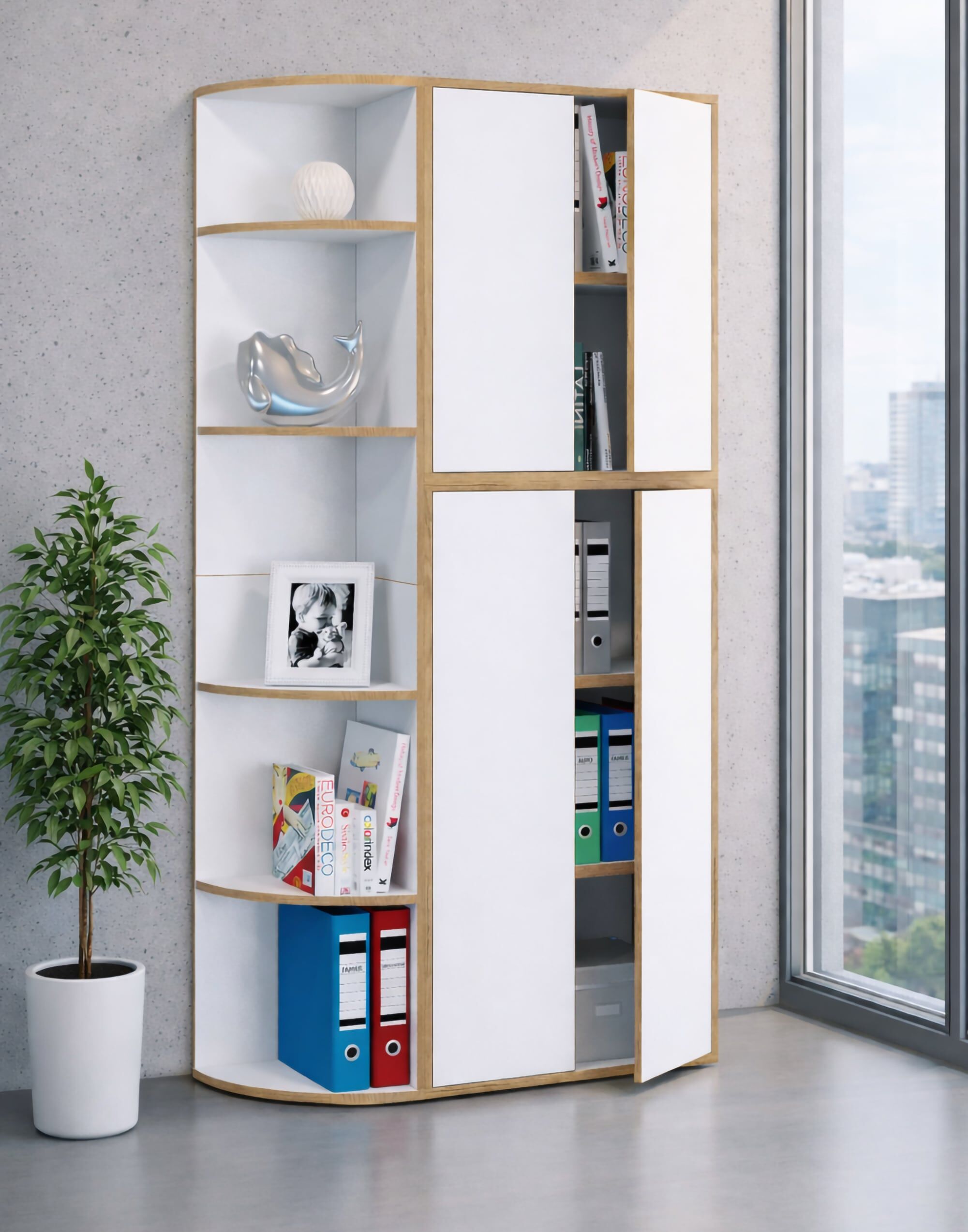 Bücherregal VCM "Elegantes Holzregal Eckregal Regal Salia 5fach", weiß, B:33cm T:33cm, Regale, Bücherregal