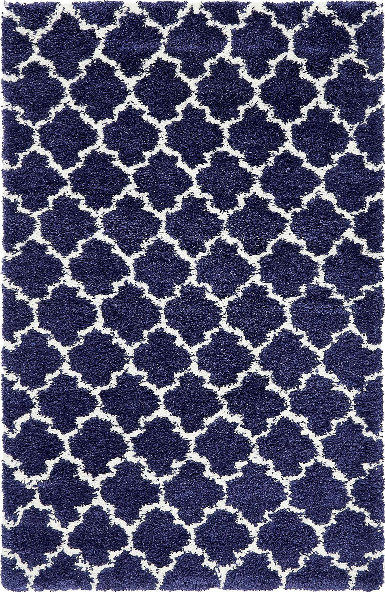 Hochflor-Teppich "Temara Shag, LAGERRÄUMUNG", blau (marineblau, elfenbeinfarben), B:152cm H:51mm L:244cm, Polypropylen (PP), MYFLAIR MÖBEL & ACCESSOIRES, Teppiche, Hochflor-Teppich, gewebt, weich & kuschelig, ideal im Wohnzimmer & Schlafzimmer marineblau,