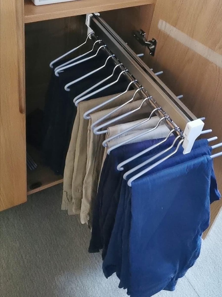 Uittrekbare kledingstang voor in de kast, wit chroom, lengte: 40 cm