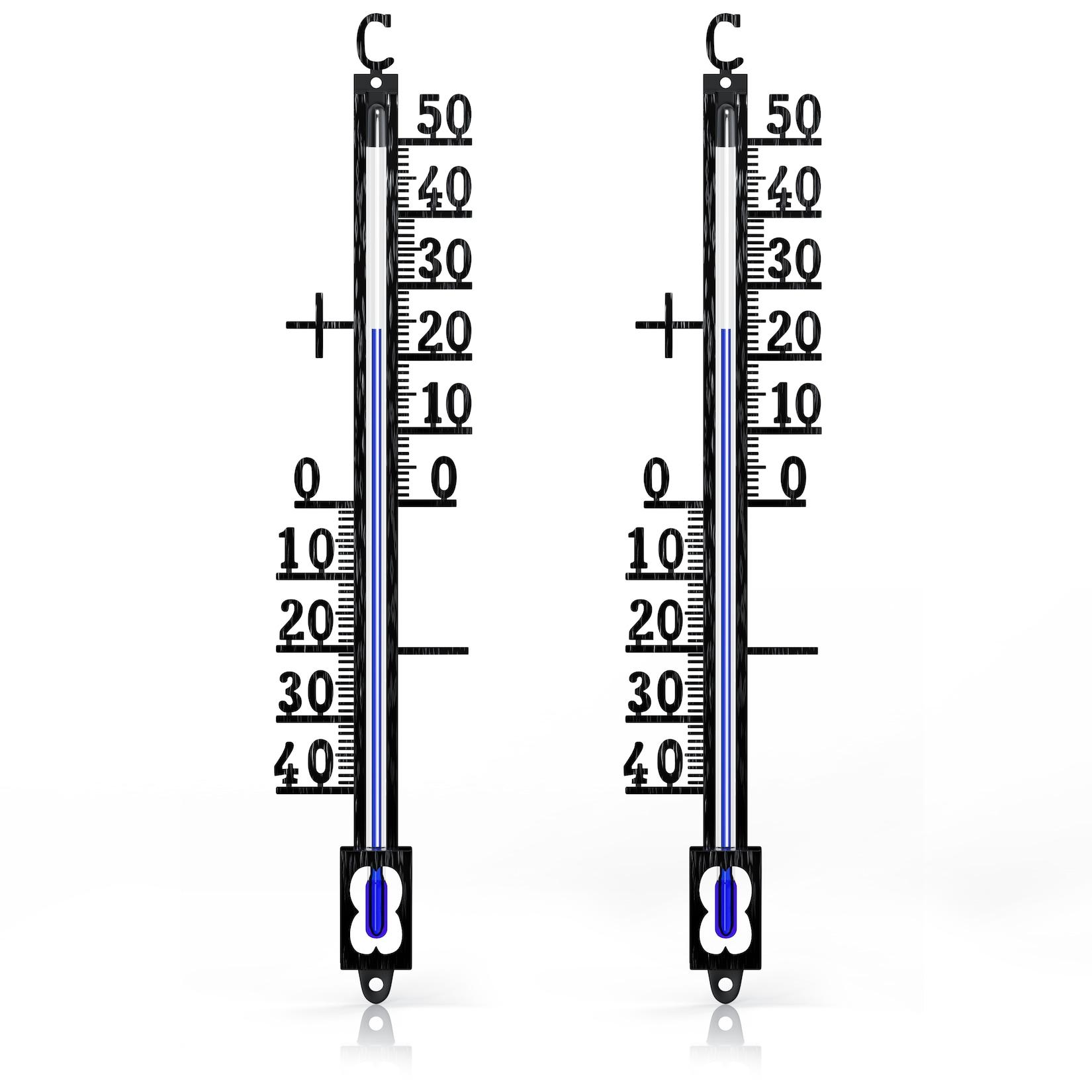 BEARWARE 2x Analoges Thermometer aus Metall, wetterfest Außenwetterstation (Messbereich -40° bis +50° C – klassisches Design)
