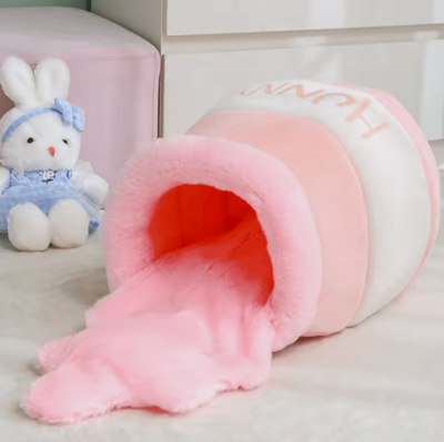 Inspire Curations HoneyHaven Semi Enclosed Plush Cat Nest pink