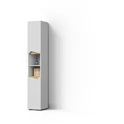 BADSCHRANK Timavo Weiß 30 x 180 cm mit Türen, und offenen Fächern
