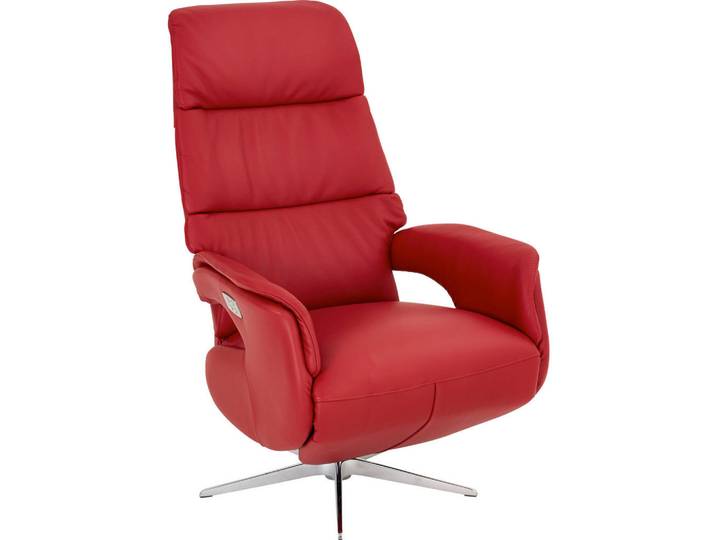 Welnova Relaxsessel, Rot, Metall, Echtleder, Spaltleder, Semi-Anilinleder, 71x107x80 cm, Fußauswahl, Lederauswahl, Stoffauswahl, Wohnzimmer, Sessel, Relaxsessel