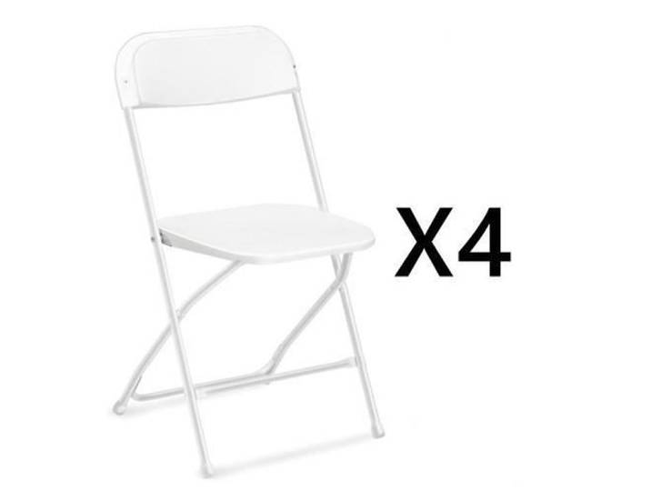 Ensemble de chaises pliantes 4 pièces terrasse de jardin fête conférence mariage Blanc