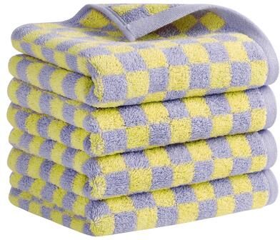 Unique Checkered Cotton Hand Towels for Bathroom Geometry Pattern Soft