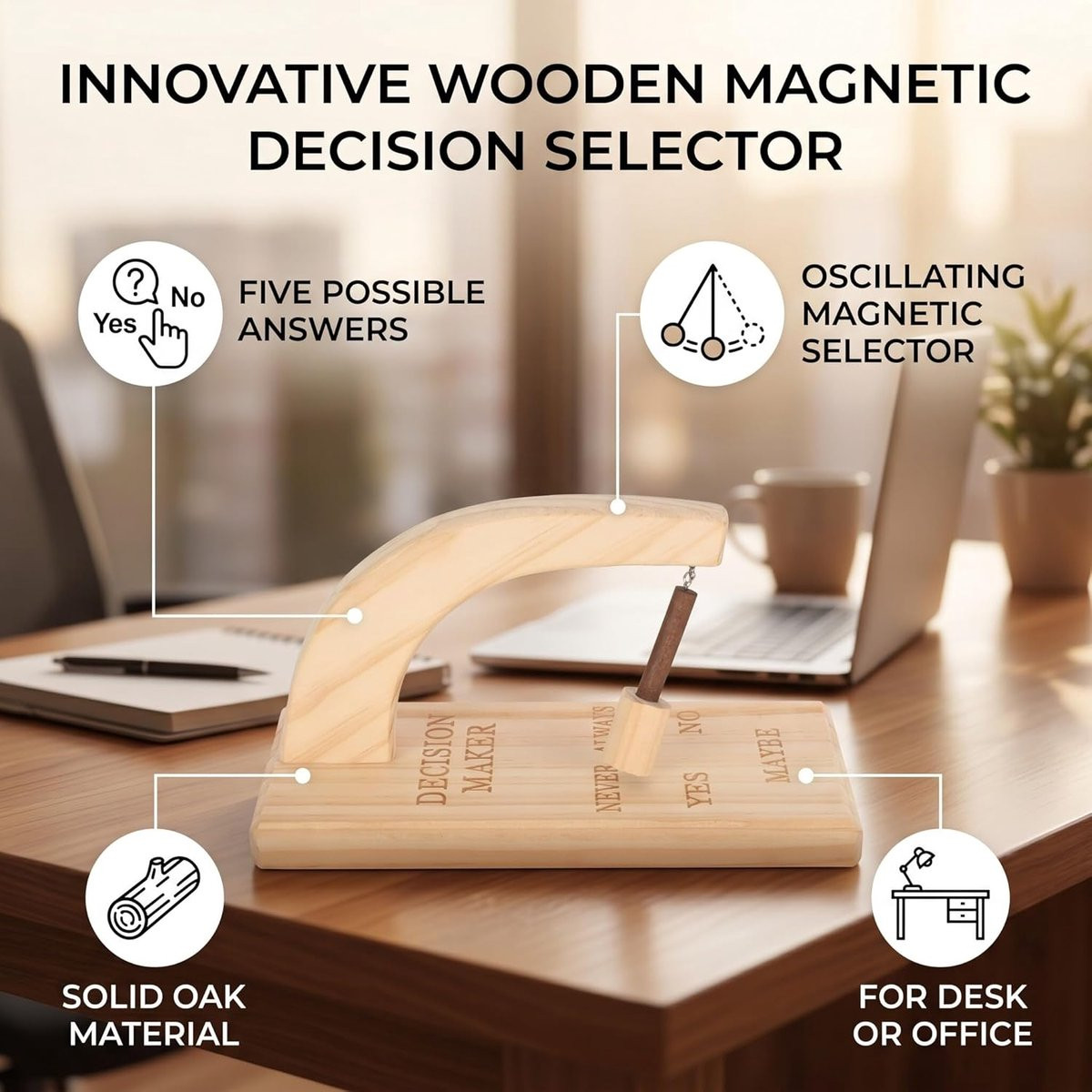 Magnetische Pendel Beslisser - Houten Swing Sticks Beslissingsbord - Ja Nee Misschien Keuzehulp - Desk Decoratie
