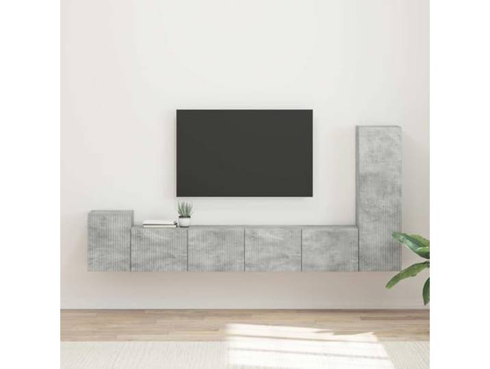 GKMBCVDFR TV-Schrankset 3 STK. Beton Grau Holzwerkstoff Wandschrank Wandmontage, vorgebohrte Löcher, viel Stauraum, platzsparend, robustes Material