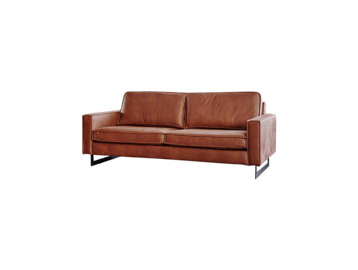 Kawola Sofa Vilnius Braun Lederfaserstoff, Metall, Echtholz, Füllung: Kaltschaum, Kufe, 206x85x99 cm, Wohnzimmer, Sofas & Couches, Sofas