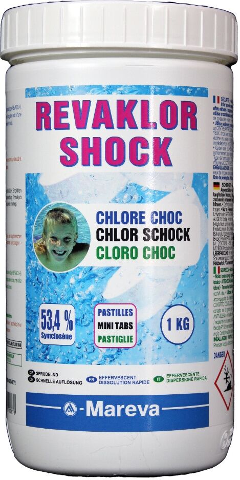 Traitement Mareva chlore choc REVAKLOR SHOCK pastilles 20g pot 1kg