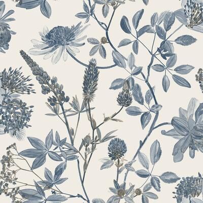 "Veer Decor Botanical Blueprint Painterly Branches Wallpaper - Roll 20.86""x33ft"