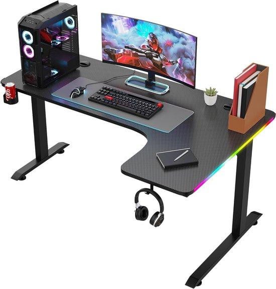 Avalo Gaming Hoekbureau met Geïntegreerde LED-verlichting - Zwart - B/D/H: 160 x 100 cm